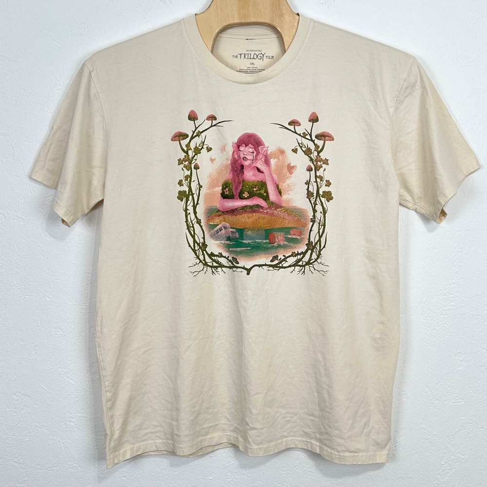 Melanie Martinez Portals The Trilogy Tour Mens T-Shirt Size 3XL Cream Mushroom